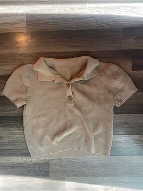 Los Angeles Apparel Knit Collared Crop Top
